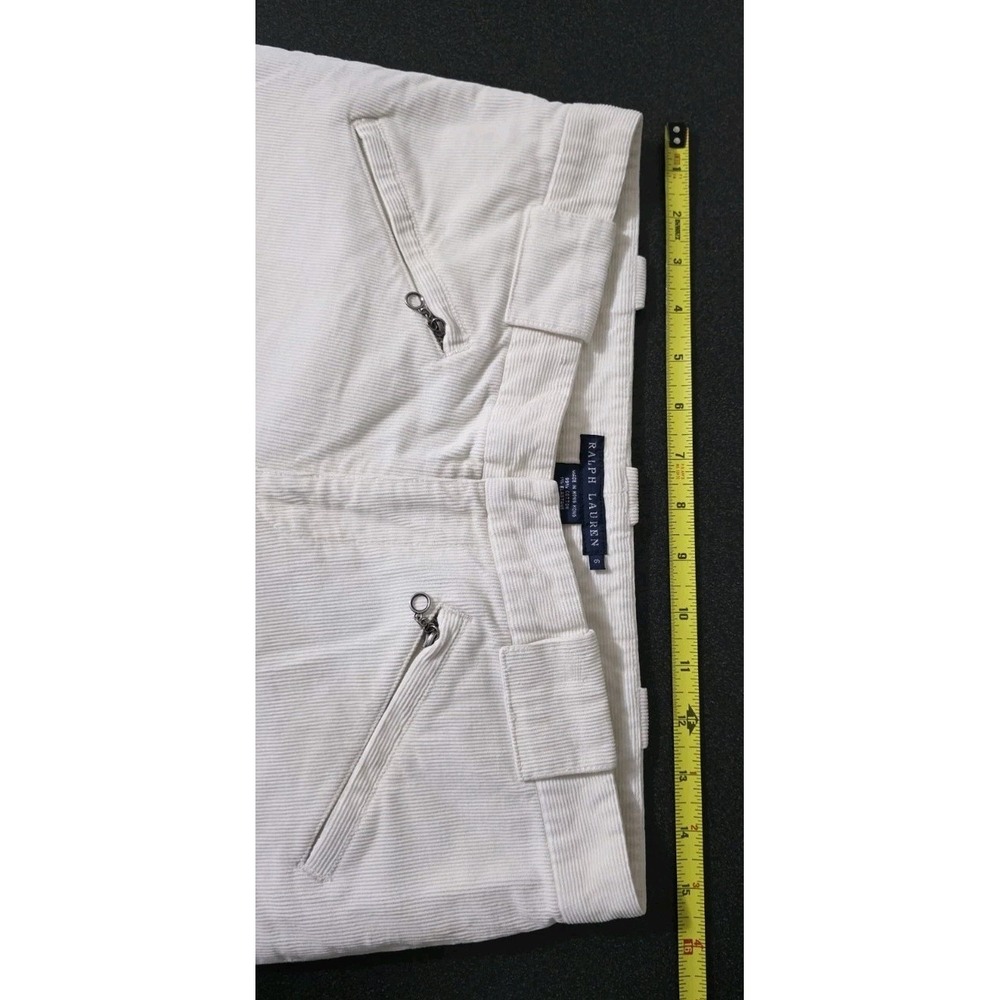 Polo Ralph Lauren Ivory White Corduroy Pants Sz 6 Straight Cuff Leg Low Rise EUC - Picture 5 of 7